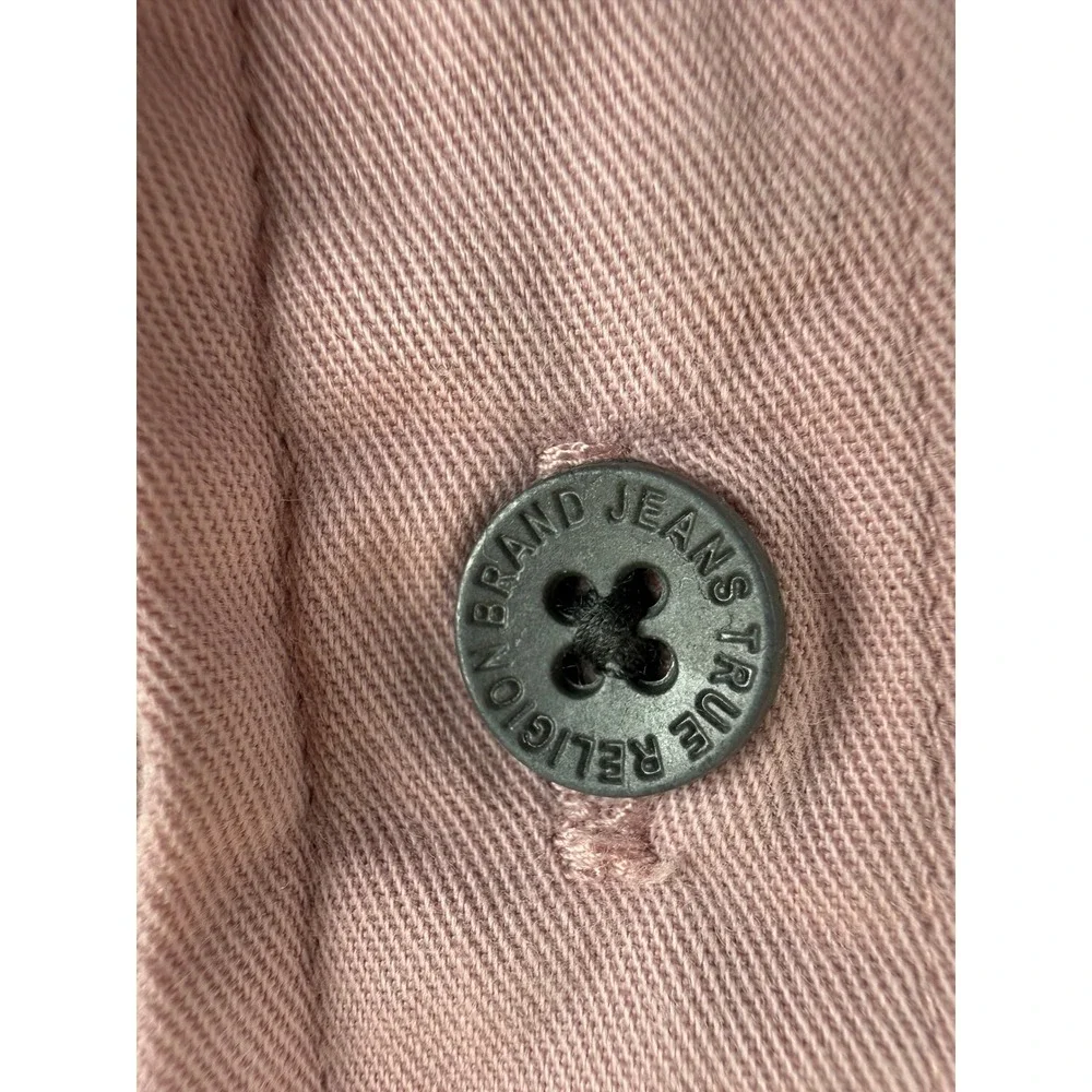 Streetwear Short Sleeve Button Down Shirt Pink Large True Religion